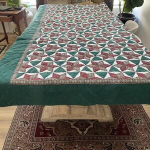 Hand Quilted Star Patchwork Cotton Quilt Bedspread 98"x87"